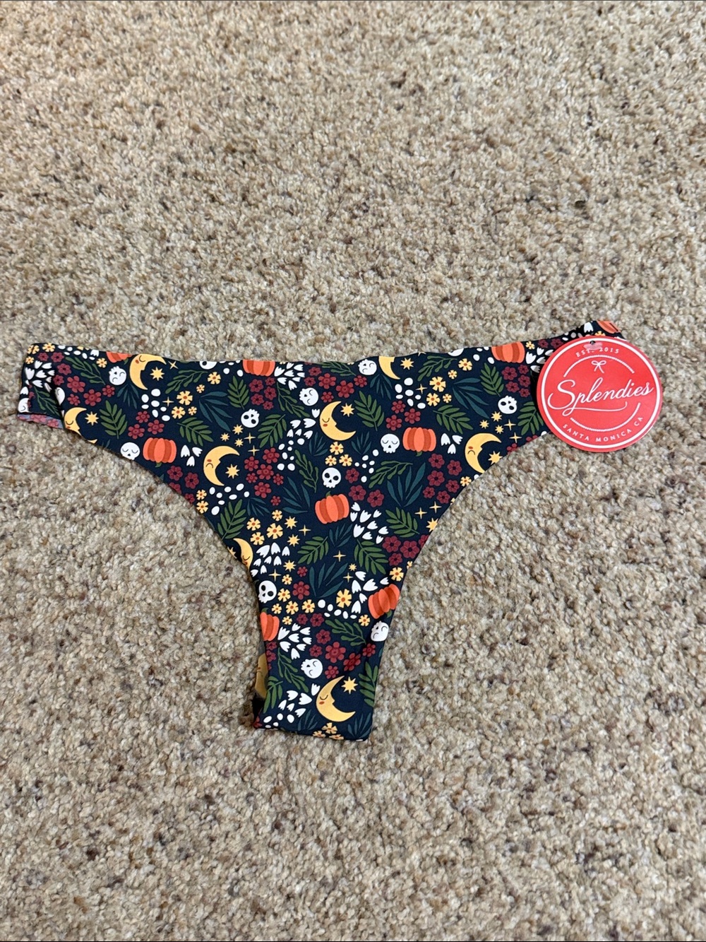 Splendies Floral Pumpkin Thong - Black with Orange & Yellow